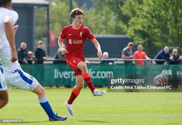 Tommy Pilling of Liverpool in action at AXA Training Centre on April 30, 2022 in Kirkby, England.