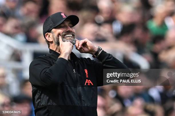 Liverpool's German manager Jurgen Klopp reacts during the English Premier League football match between Newcastle United and Liverpool at St James'...