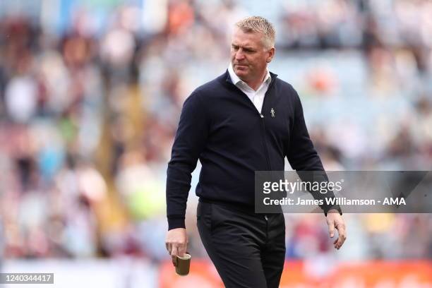 Dean Smith the manager / head coach of Norwich City before the Premier League match between Aston Villa and Norwich City at Villa Park on April 30,...