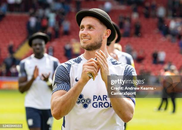 Preston North End's Alan Browne wearing a bowler hat in support of the annual Gentry Day commemoration during the Sky Bet Championship match between...