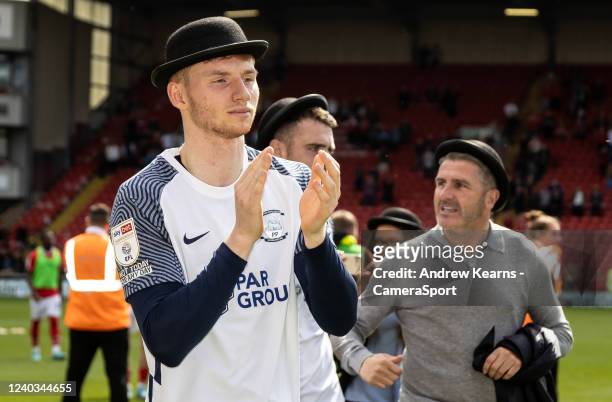 Preston North End's Sepp van den Berg wearing a bowler hat in support of the annual Gentry Day commemoration during the Sky Bet Championship match...