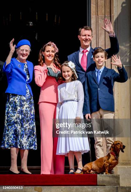 Queen Margrethe of Denmark, Prince Joachim of Denmark, Princess Marie of Denmark, Prince Henrik of Denmark and Princess Athena of Denmark during the...
