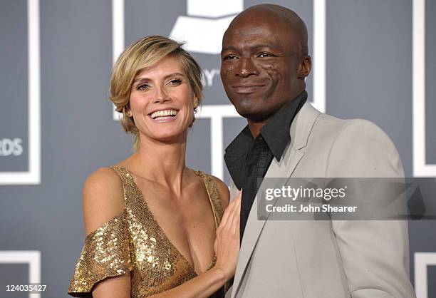 Model Heidi Klum and Singer Seal arrive at The 53rd Annual GRAMMY Awards held at Staples Center on February 13, 2011 in Los Angeles, California.