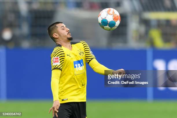 Lion Semic of Borussia Dortmund controls the ball during the Friendly match between Borussia Dortmund and Dynamo Kiew at Signal Iduna Park on April...
