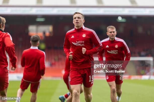 Lewis Ferguson of Aberdeen during the Cinch Scottish Premiership match between Aberdeen FC and Dundee FC at Pittodrie Stadium on April 30, 2022 in...