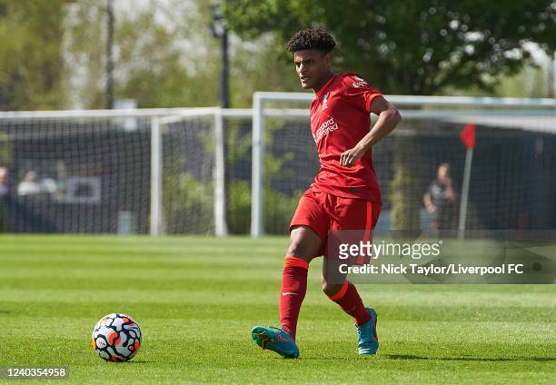 Melkamu Frauendorf of Liverpool in action at AXA Training Centre on April 30, 2022 in Kirkby, England.