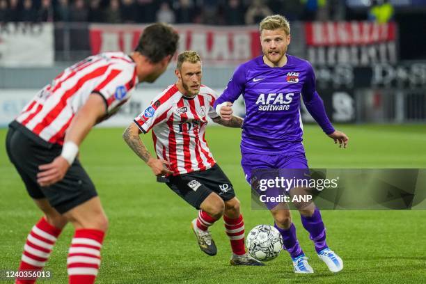 Arno Verschueren of Sparta Rotterdam, Fredrik Midtsjo of AZ Alkmaar during the Dutch Eredivisie match between Sparta Rotterdam and AZ at Sparta...