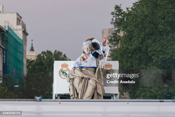 Madrid, Spain, April 30, 2022. Nearly 25,000 Real Madrid fans celebrate the 2021/22 La Liga Santander championship. The maximum championship of...