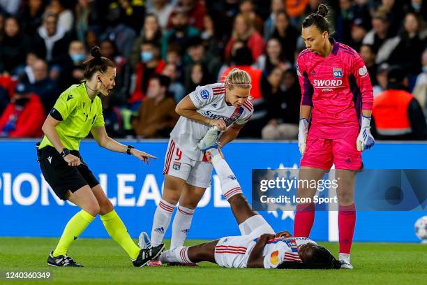 Of OLYMPIQUE LYONNAIS, GRIEDGE MBOCK BATHY of OLYMPIQUE LYONNAIS and CHRISTIANE ENDLER of OLYMPIQUE LYONNAIS during the UEFA Women's UEFA Champions...