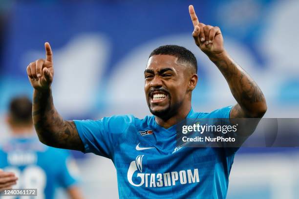 Malcom of Zenit St. Petersburg celebrates his goal during the Russian Premier League match between FC Zenit Saint Petersburg and FC Lokomotiv Moscow...