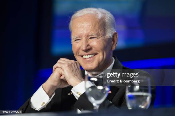 President Joe Biden attends the White House Correspondents' Association dinner in Washington, D.C., U.S., on Saturday, April 30, 2022. The annual...