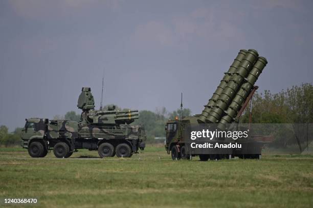 Serbia exhibits its new Chinese surface-to-air missiles and other military equipment bought from Russia and the West, at the Batajnica military...