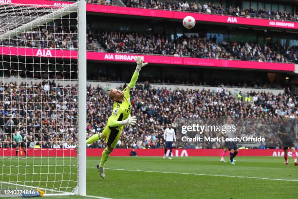 Leicester City goalkeeper Kasper Schmeichel dives but is beaten by a long range shot by Son Heung-Min of Tottenham Hotspur resulting in the third...