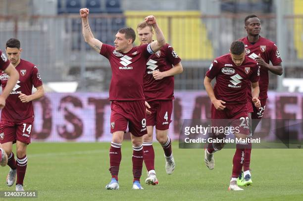 Andrea Belotti of Torino FC celebrates after scoring a goal during the Serie A match between Empoli FC and Torino FC at Stadio Carlo Castellani on...