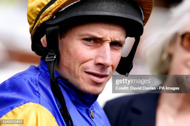 Jockey Ryan Moore makes his way out ahead of the Betfair Exchange Dahlia Stakes on day three of the QIPCO Guineas Festival at Newmarket Racecourse,...