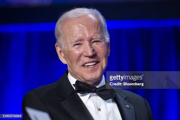 President Joe Biden attends the White House Correspondents' Association dinner in Washington, D.C., U.S., on Saturday, April 30, 2022. The annual...
