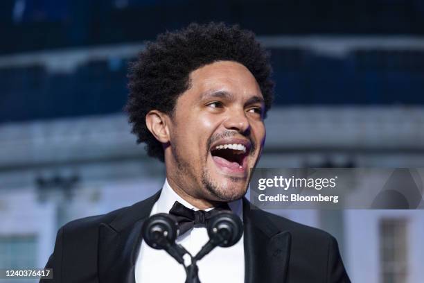 Trevor Noah, host of "The Daily Show" on Comedy Central, speaks during the White House Correspondents' Association dinner in Washington, D.C., U.S.,...