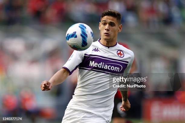 Luca Martinez Quarta in action during the italian soccer Serie A match AC Milan vs ACF Fiorentina on May 01, 2022 at the San Siro stadium in Milan,...