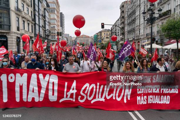 Head of the Demonstration through the streets of Santander on May 1, to commemorate International Labor Day.