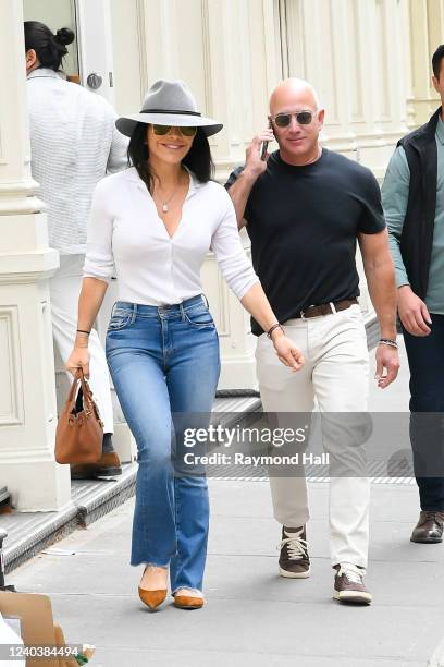 Lauren Sanchez and Jeff Bezos are seen in SoHo on May 1, 2022 in New York City.