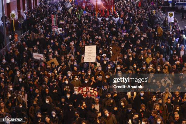 Protesters take part in a rally to mark May Day in Berlin, Germany on May 1, 2022.