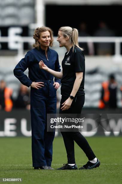 Newcastle United Co-Owner, Amanda Staveely, and Becky Langley, Newcastle United Manager, speak after the FA Women's National League Division One...