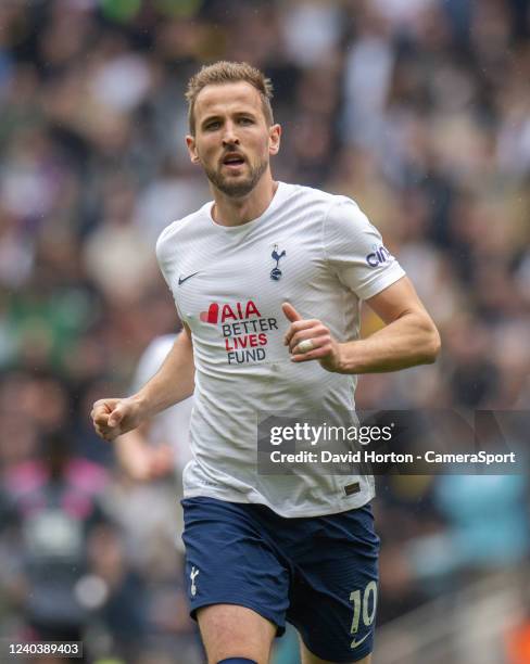 Tottenham Hotspur's Harry Kane during the Premier League match between Tottenham Hotspur and Leicester City at Tottenham Hotspur Stadium on April 30,...