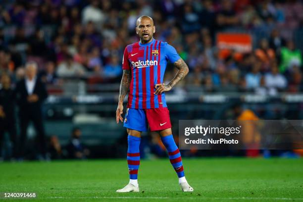 Dani Alves of FC Barcelona during the La Liga match between FC Barcelona and RD Mallorca at Camp Nou Stadium on May 1, 2022 in Barcelona, Spain.