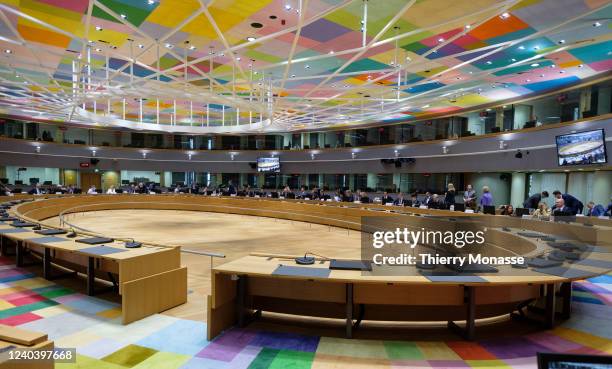 Energy Ministers attend an Extraordinary Energy Ministers Council in the Europa, the EU Council headquarter on May 2, 2022 in Brussels, Belgium....