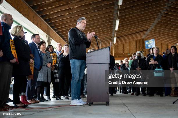 Rep. Tim Ryan , Democratic candidate for U.S. Senate in Ohio, speaks during a rally in support of the Bartlett Maritime project, a proposal to build...