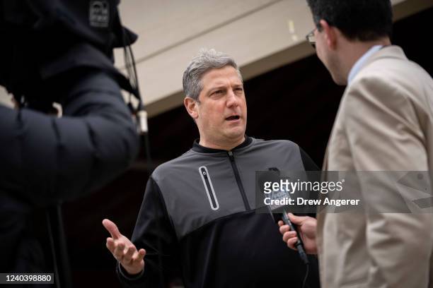 Rep. Tim Ryan , Democratic candidate for U.S. Senate in Ohio, does an interview with Fox News during a rally in support of the Bartlett Maritime...
