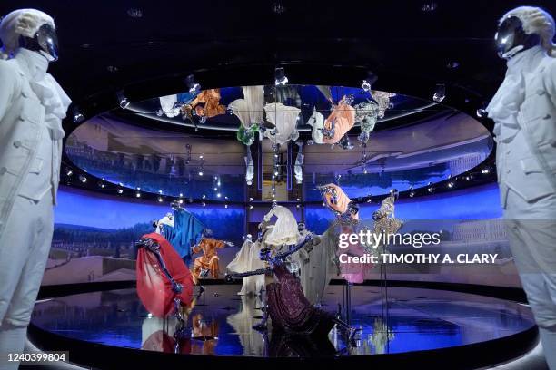 Room that was transformed into a depiction of the Battle of Versailles by designer Tom Ford for the Spring Costume Institute exhibition In America:...