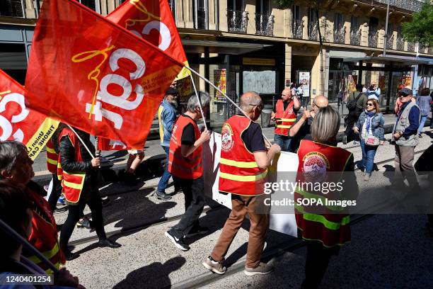 Protesters march through the streets during the demonstration. Protestors take part in the annual May Day marking the international day of the worker.