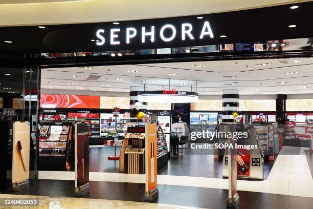 The Sephora store is open in a mall.