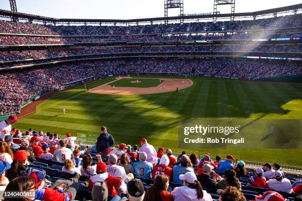 General view of Citizens Bank Park during the game between the Oakland Athletics and the Philadelphia Phillies on Friday, April 8, 2022 in...