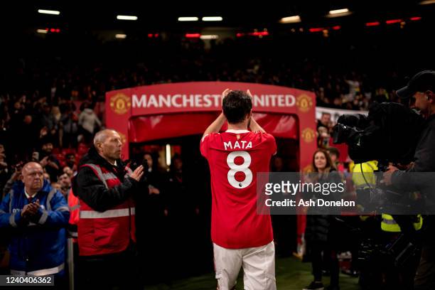 Juan Mata of Manchester United walks off at the end of the Premier League match between Manchester United and Brentford at Old Trafford on May 2,...