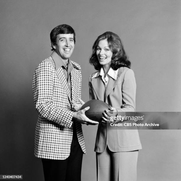 Brent Musburger and Phyllis George on the CBS Sports television network. September 11, 1975.