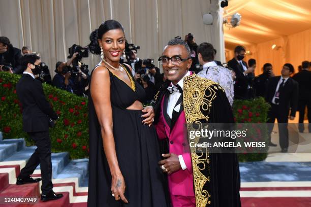 Ethiopian-Swedish chef Marcus Samuelsson and his wife Maya Haile arrive for the 2022 Met Gala at the Metropolitan Museum of Art on May 2 in New York....