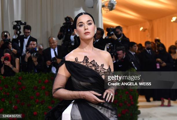 Singer Katy Perry arrives for the 2022 Met Gala at the Metropolitan Museum of Art on May 2 in New York. - The Gala raises money for the Metropolitan...