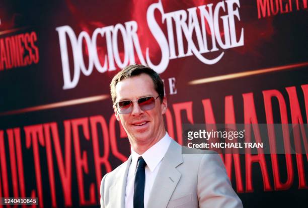 British actor Benedict Cumberbatch arrives for the Los Angeles premiere of "Doctor Strange in the Multiverse of Madness" held at Dolby Theater on May...