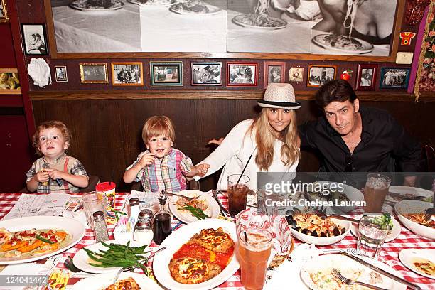 Actor Charlie Sheen, Brooke Mueller, sons Max Sheen and son Bob Sheen celebrate Charlie Sheen's his birthday with family at Buca di Beppo on...