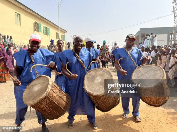 Nigerian Muslim people ride horses as they perform "Hawan Daushe" traditional dance during Eid al-Fitr in Kano, Nigeria on May 02, 2021. "Hawan...