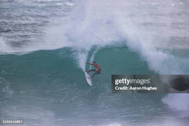 Jordy Smith of South Africa surfs in Heat 14 of the Round of 32 at the Margaret River Pro on May 3, 2022 at Margaret River, Australia.