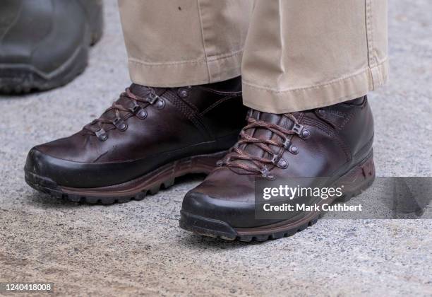 Prince Edward, Earl of Wessex during a visit to Shallowford Farm on May 3, 2022 in Newton Abbot, England. Shallowford Farm is a farm school that...