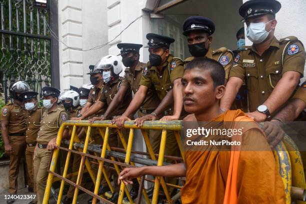 Inter university Bhikkhu Federation during a protest march against ongoing economy crisis situation in the Country on Colombo, Sri Lanka May 3, 2022.