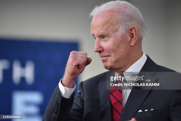 President Joe Biden speaks about security and the conlict in Ukraine during a visit to the Lockheed Martins Pike County Operations facility in Troy,...