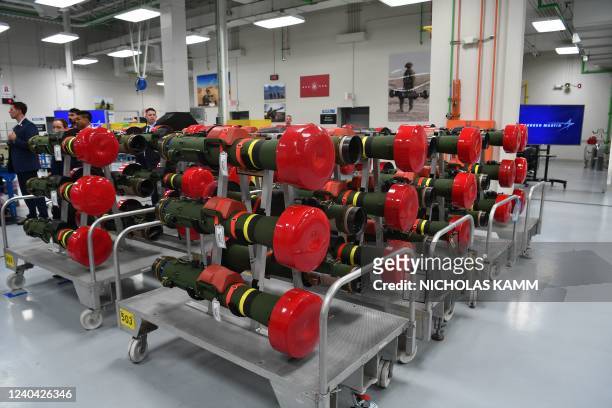 Javelin anti-tank missiles are seen at the Lockheed Martins Pike County Operations facility in Troy, Alabama, on May 3, 2022. - Biden is traveling to...