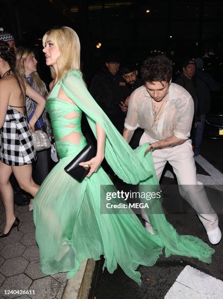 Brooklyn Beckham and Nicola Peltz are seen arriving to the Cipriani Met Gala after-party on May 2, 2022 in New York, New York.