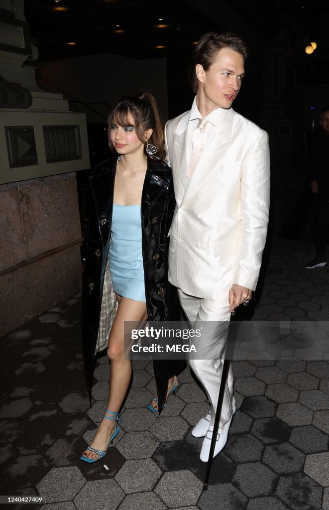 Violetta Komyshan and Ansel Elgort are seen arriving to the Casa