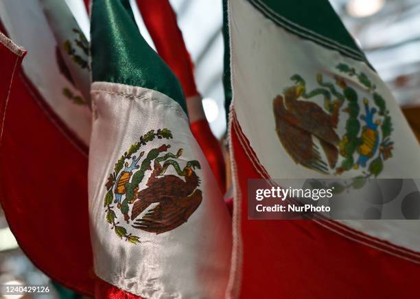 Mexican flags inside a store with souvenirs at the Terminal 2 of Cancun International Airport. On Monday, 30 April 2022, in Cancun International...